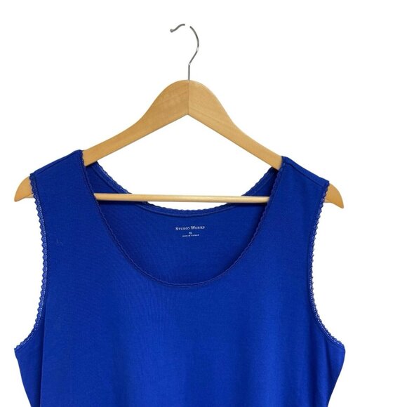 Studio Works women's Basic top sleeveless royal blue size XL - Picture 2 of 11